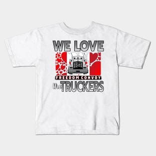 WE LOVE THE TRUCKERS - TRUCKERS FOR FREEDOM CONVOY  2022 TO OTTAWA CANADA SILVER AND GRAY Kids T-Shirt